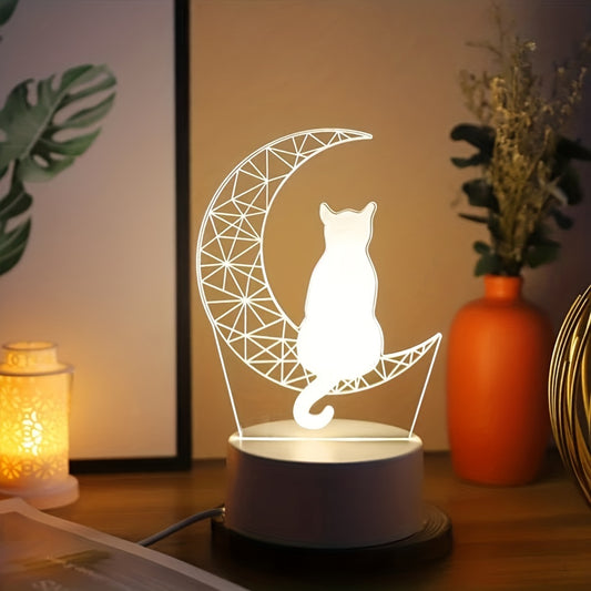 3D Moon Cat USB Table Light - Christmas Holiday Birthday Decor