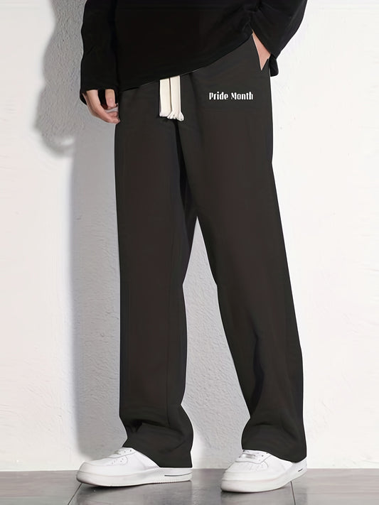 Pride Month Letter Print Joggers Men's Casual Loose Fit Pants