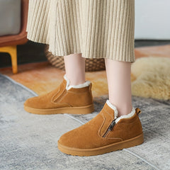 Women's Plush Inner Thermal Flats Side Zipper Winter Shoes