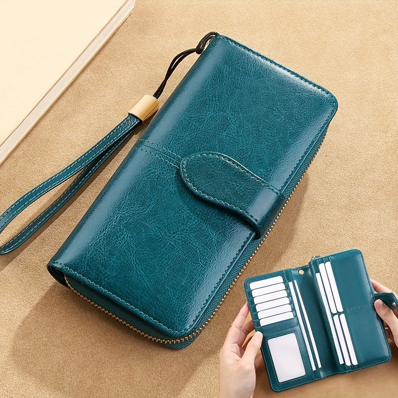 Men's Leather Long Wallet Card Holder Zipper Coin Purses Phone Handbag