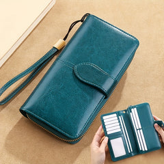 Men's Leather Long Wallet Card Holder Zipper Coin Purses Phone Handbag