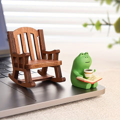 Mini Frog Reading Eagle Statue Bookshelf Decoration