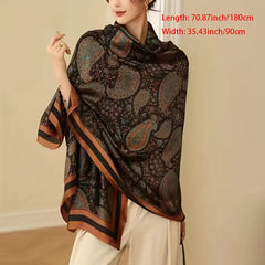Paisley Print Silk Scarf Women Windproof Head Wrap