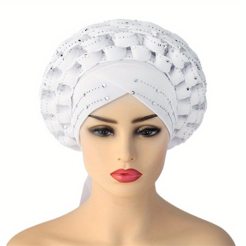 Braided Turban Cap Rhinestone Head Wrap Bonnet Beanie Head Scarf Chemo Hats