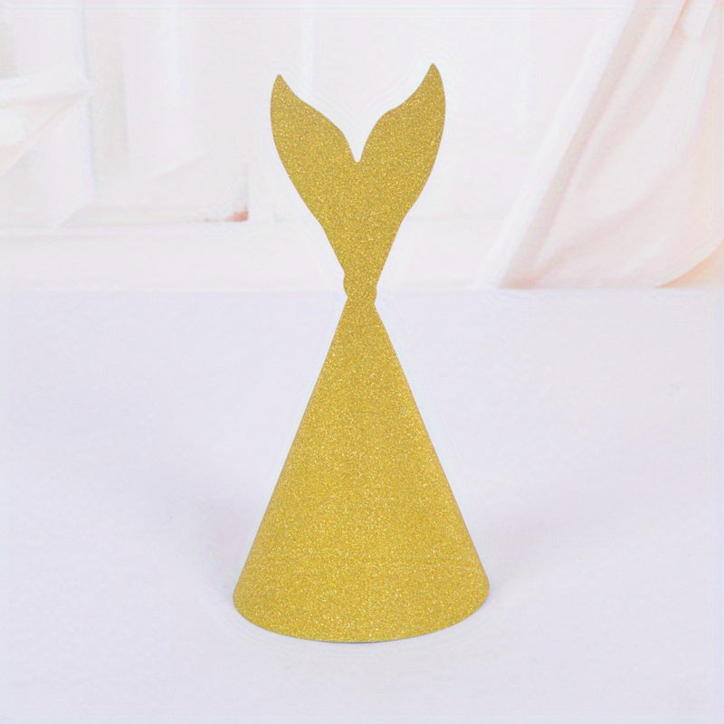 10pcs Glitter Birthday Hat Paper Party Hats Cone Hats Solid Art Craft Caps