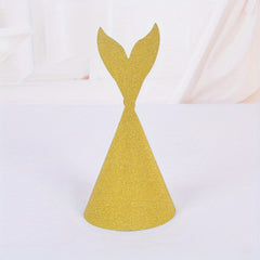 10pcs Glitter Birthday Hat Paper Party Hats Cone Hats Solid Art Craft Caps