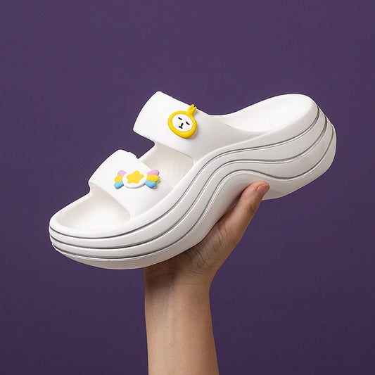 Women's Double Strap Pillow Slippers Decor Non slip Beach Sandals