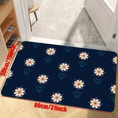 Daisies Print Kitchen Mat Flowers Pattern Carpet Machine Washable Rug