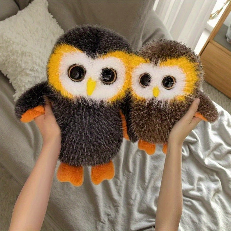 Big Eyed Owl Plush Doll Soft Stuffed Animal with Orange Beak
