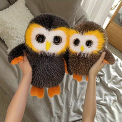 Big Eyed Owl Plush Doll Soft Stuffed Animal with Orange Beak