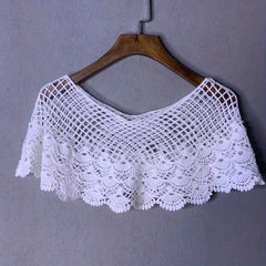 Classic Lace Hollow Out Shawl Solid Wrap Breathable Cape for Party Wedding