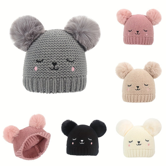 Baby Girls Knitted Beanie Hat Winter Cold-proof 6-24 Months
