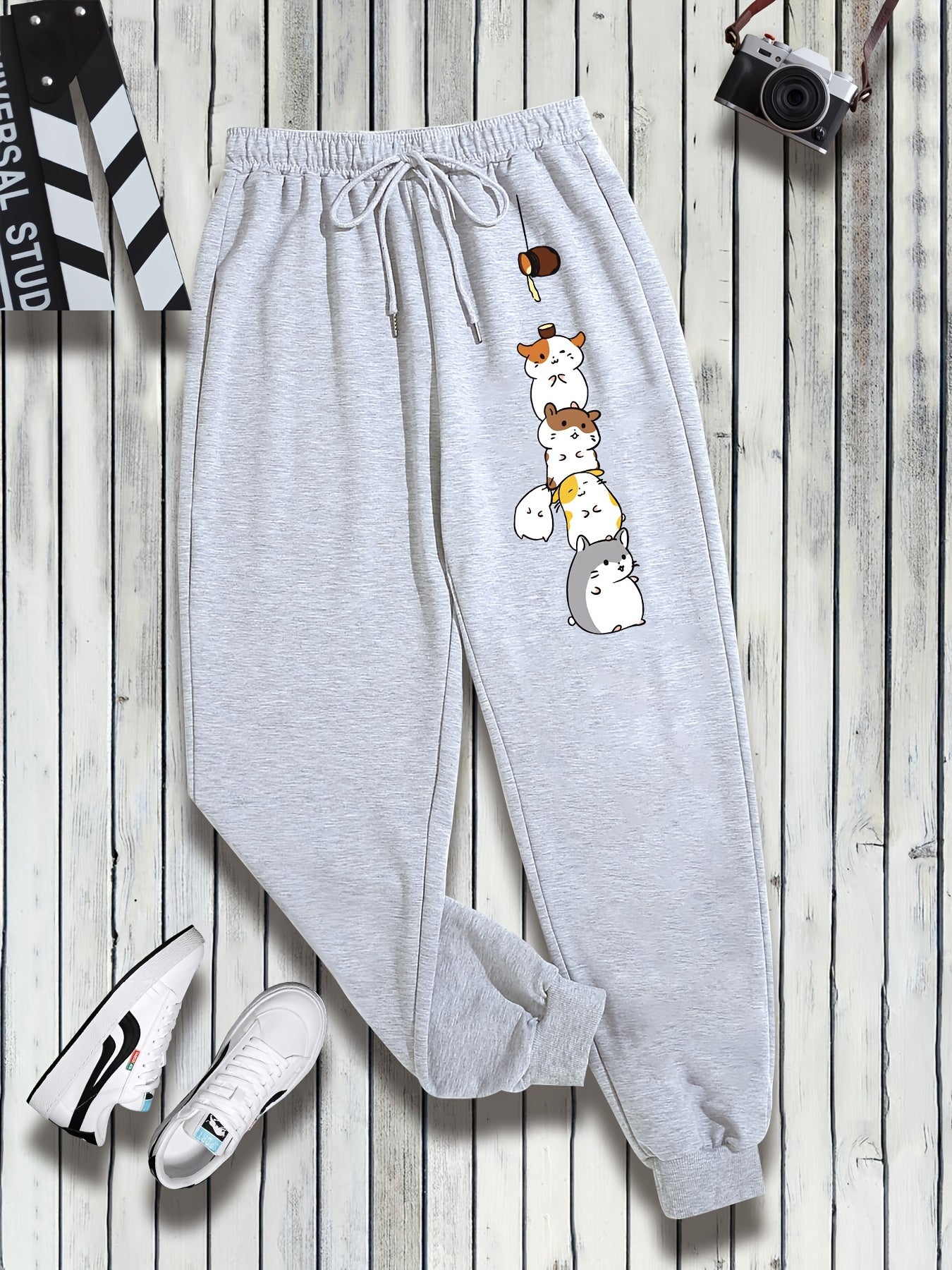  Animal Print Drawstring Sweatpants Women's Plus Elastic Sweatpants
