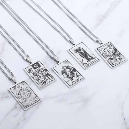 Vintage Tarot 20 Main Cards Steel Necklace Men's Stainless Steel