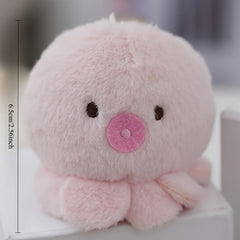 Peach Pink Plush Ocean Animal Keychain Soft & Expressive with Fluffy Ears
