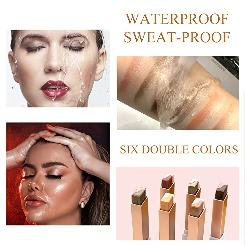 Waterproof Dual Shadow Eye Makeup Stick Glitter Matte Palette Pen