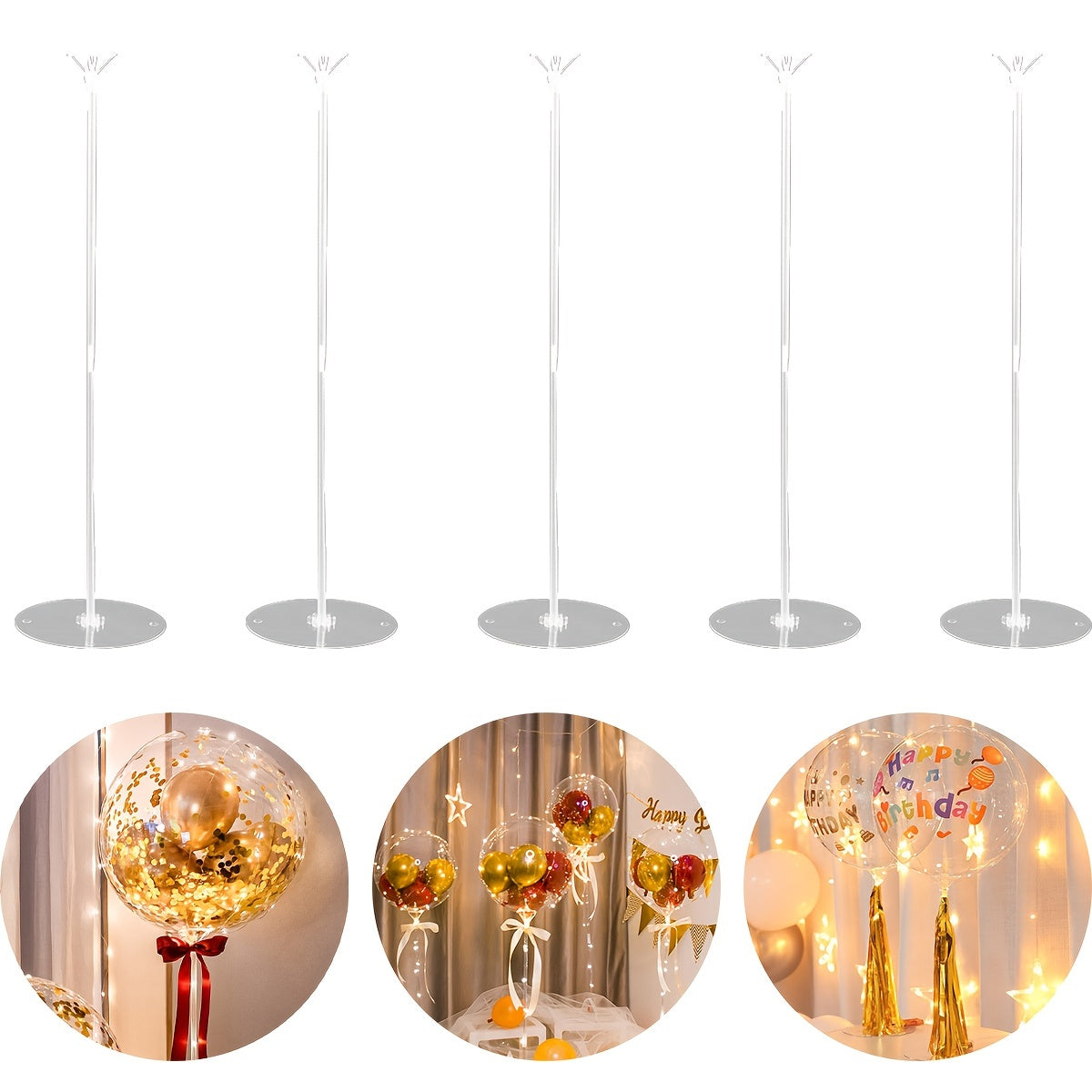 5pcs Balloon Single Round Base Table Floating Bracket Display Stand