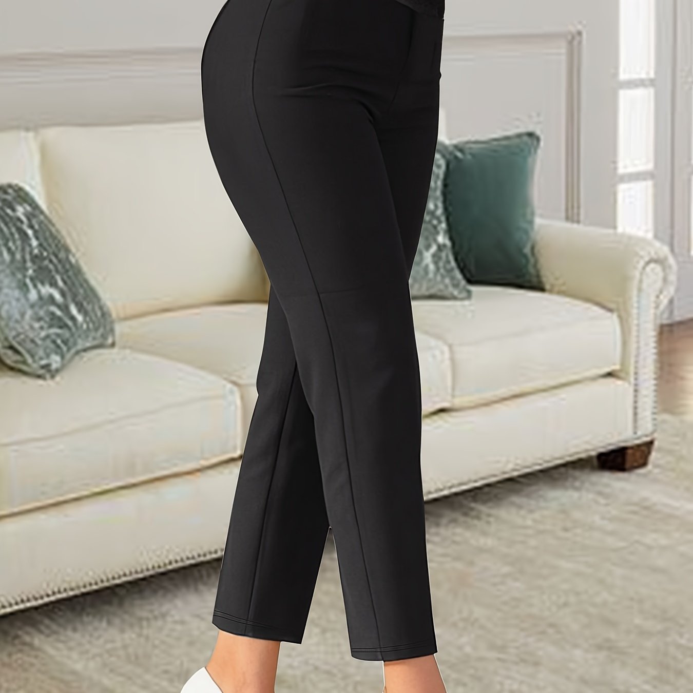 Colorblock Plaid Print High Rise Trousers