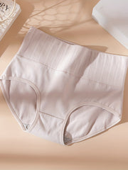 4pcs High Waist Jacquard Briefs Stretchy Intimates Panties Women's Lingerie