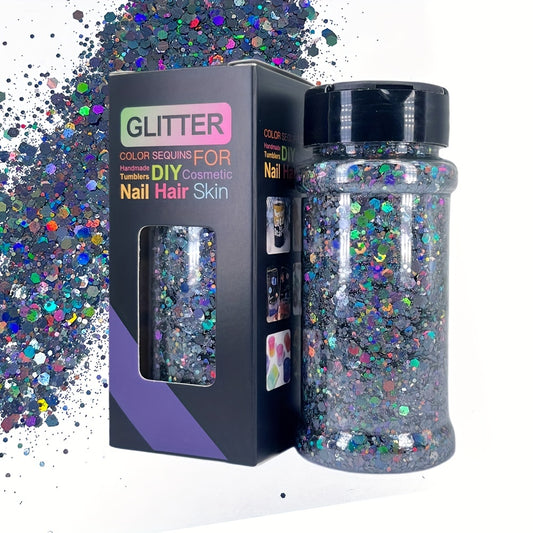 Holographic Chunky Glitter 2oz, Mixed Fine Flakes for Nail Art Hair Epoxy Resin