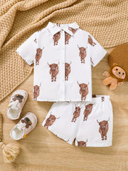 Baby Boys Cartoon Short Sleeve Shirt & Shorts Set