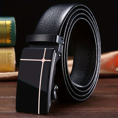 Men's Automatic Buckle Belt PU Leather Business Waist Strap