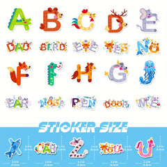 50pcs Number Letter Animal Stickers Educational Doodle Stickers