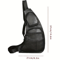 Leather Sling Bag Crossbody Backpack For Men Women Travel Outdoor Sports