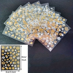 Golden Maple Leaves Butterfly Nail Stickers 3D Adhesive Art Supplies