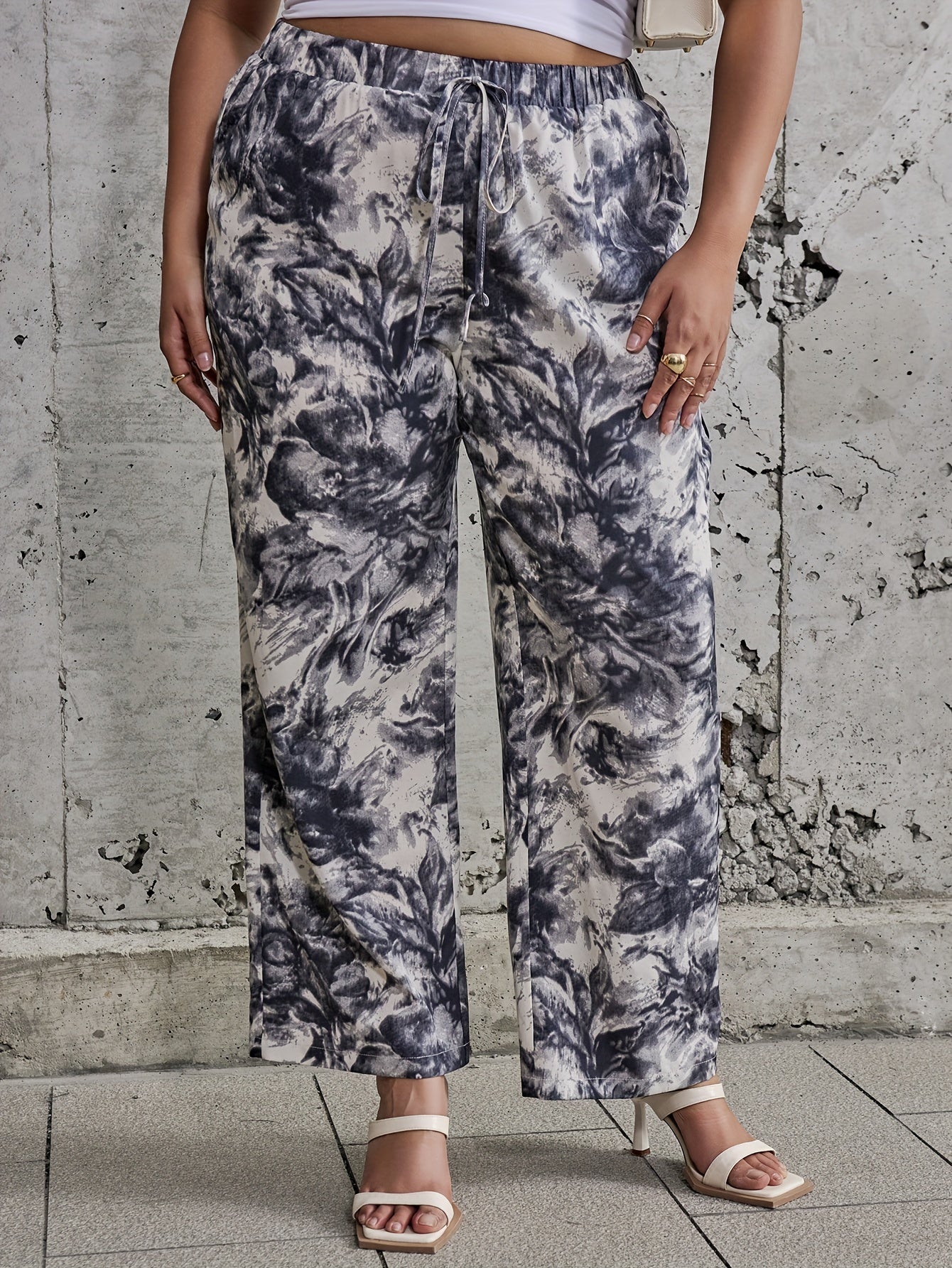  Painting Print Wide Leg Trousers