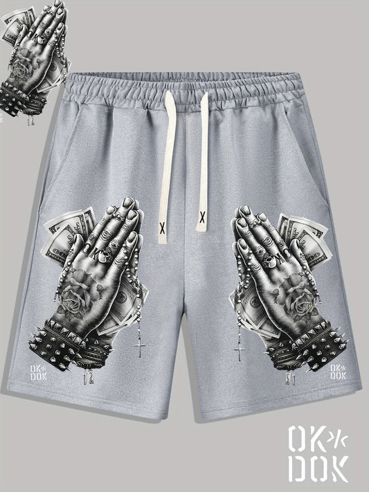 Men's Money Pattern Comfy Shorts with Elastic Waist