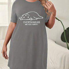 Women's Plus Cat & Letter Print Sleep Dress