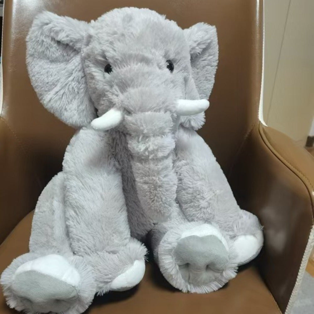 Ultra Soft Grey Elephant Plush Toy with Tusks