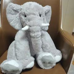 Ultra Soft Grey Elephant Plush Toy with Tusks