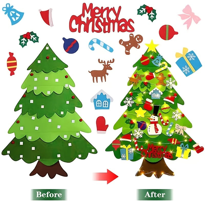Felt Ornaments DIY Christmas Tree Wall Stickers Door Stickers
