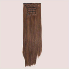 16pcs Straight Hair Extensions Synthetic Fiber Hair Clips Hair Accessories