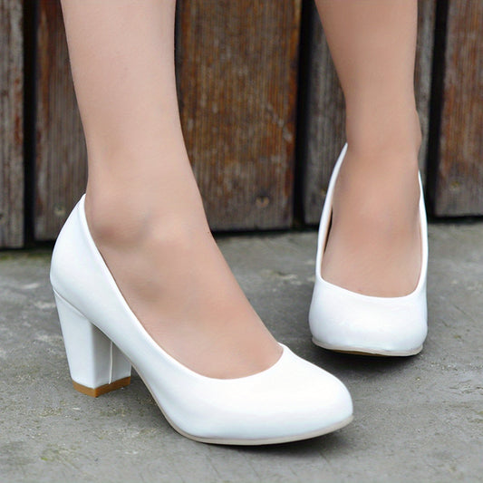 Women's Court Pumps Slip On Block Heel High Heels