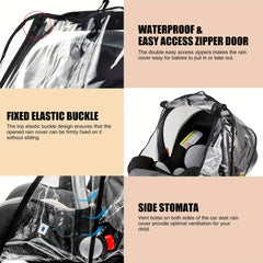 Universal Car Seat Rain Cover Waterproof Windproof Protection