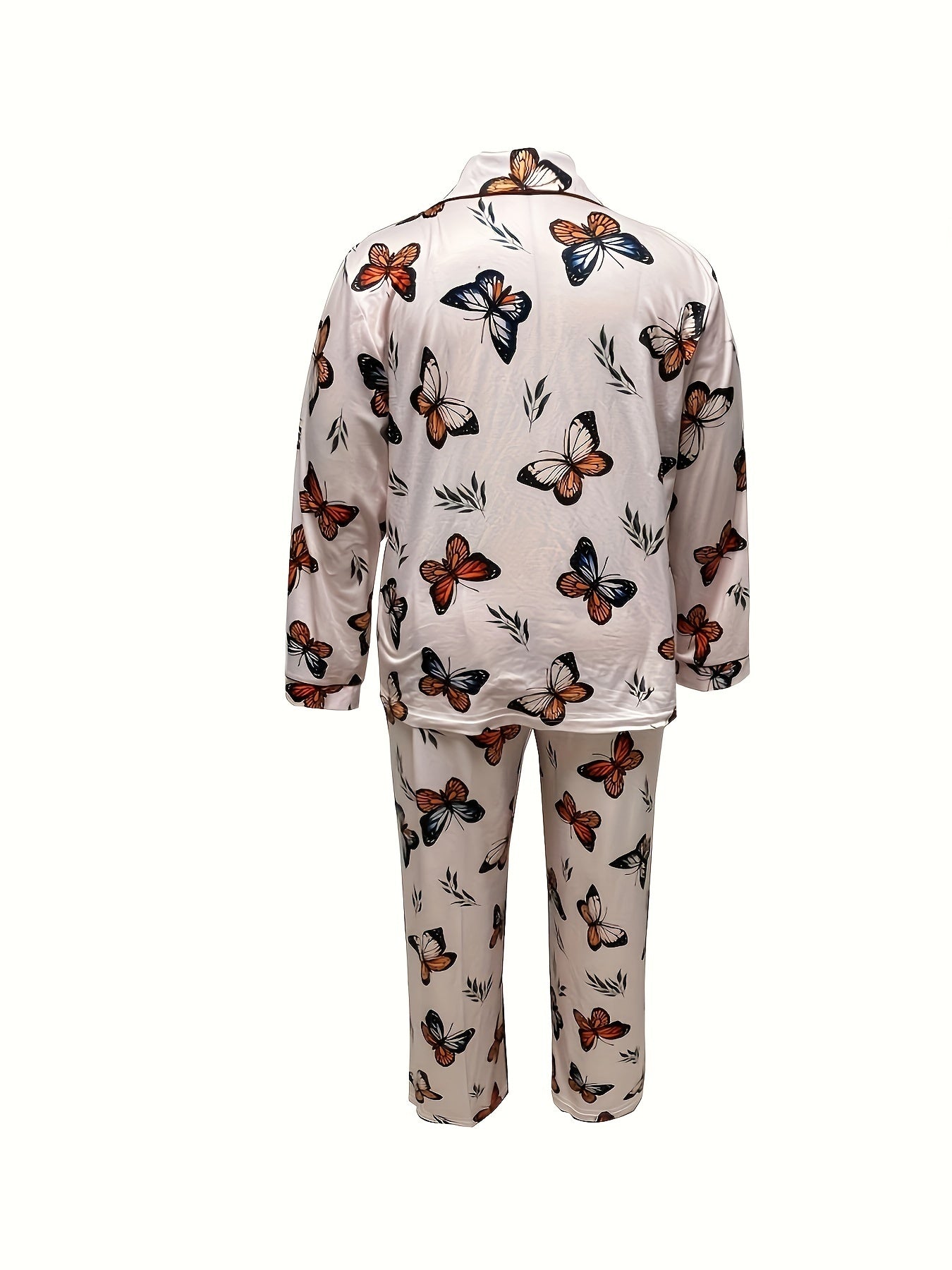  Butterfly Print Long Sleeve Pajama Set