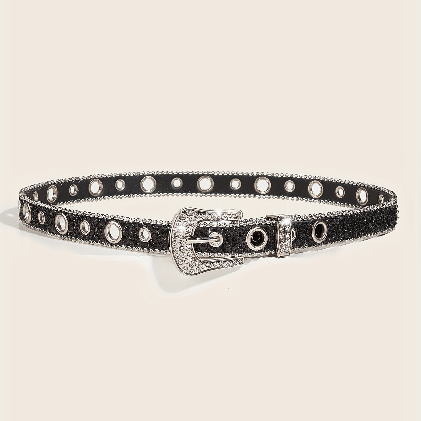 Glitter Sparkling Rhinestone Belt Y2K PU Belt Hip Hop Decorative Belt