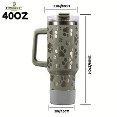 40oz Double Layer Cat Claw Water Bottle with Handle & Straw