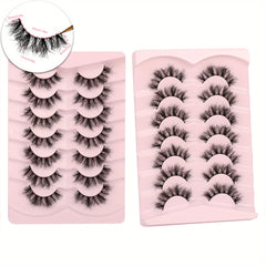 7 Pairs Natural Look Cat Eye Lashes Short Fluffy 3D Faux Mink Strip Lashes