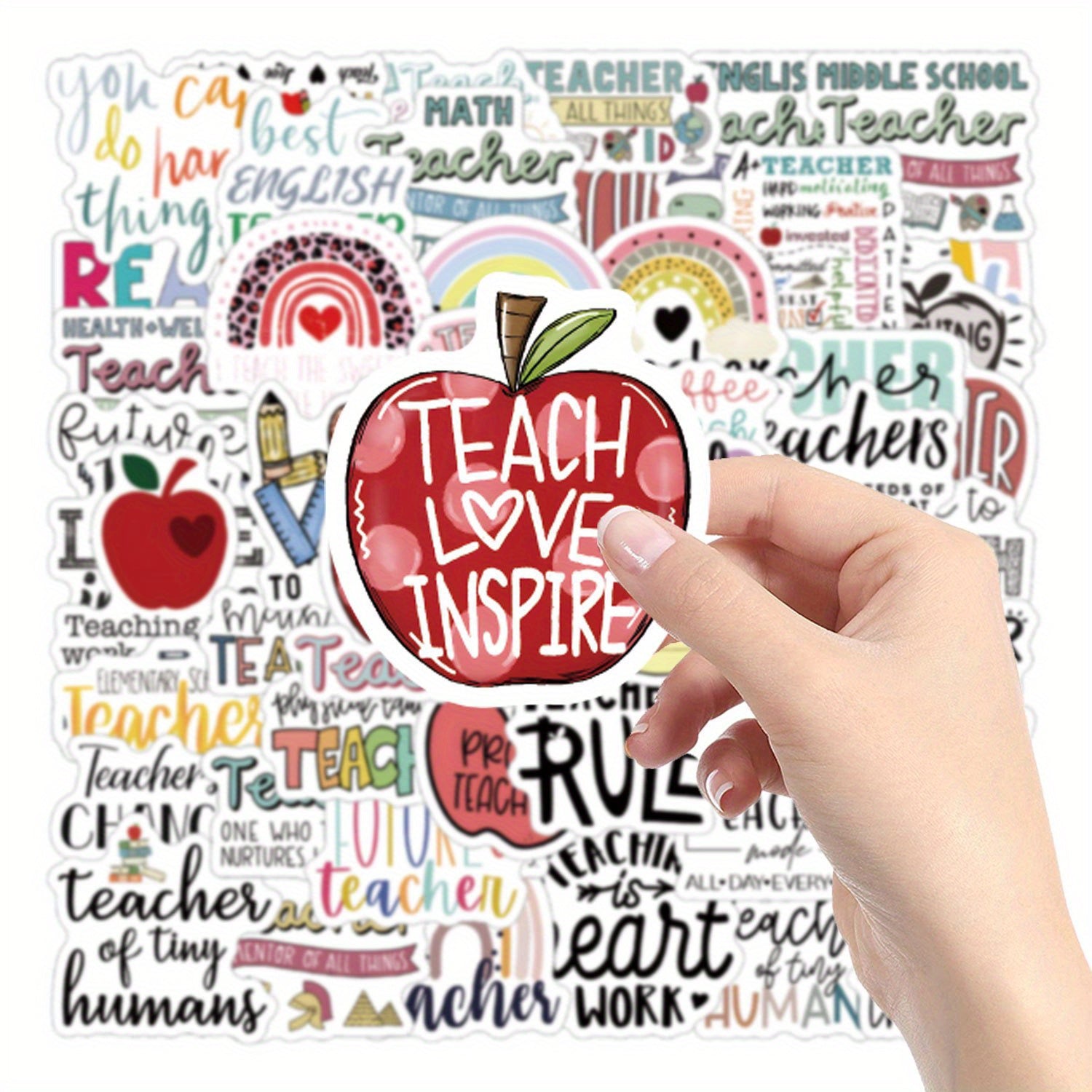 50pcs CACOMVE Teacher's Cartoon Graffiti Stickers Inspirational Decals