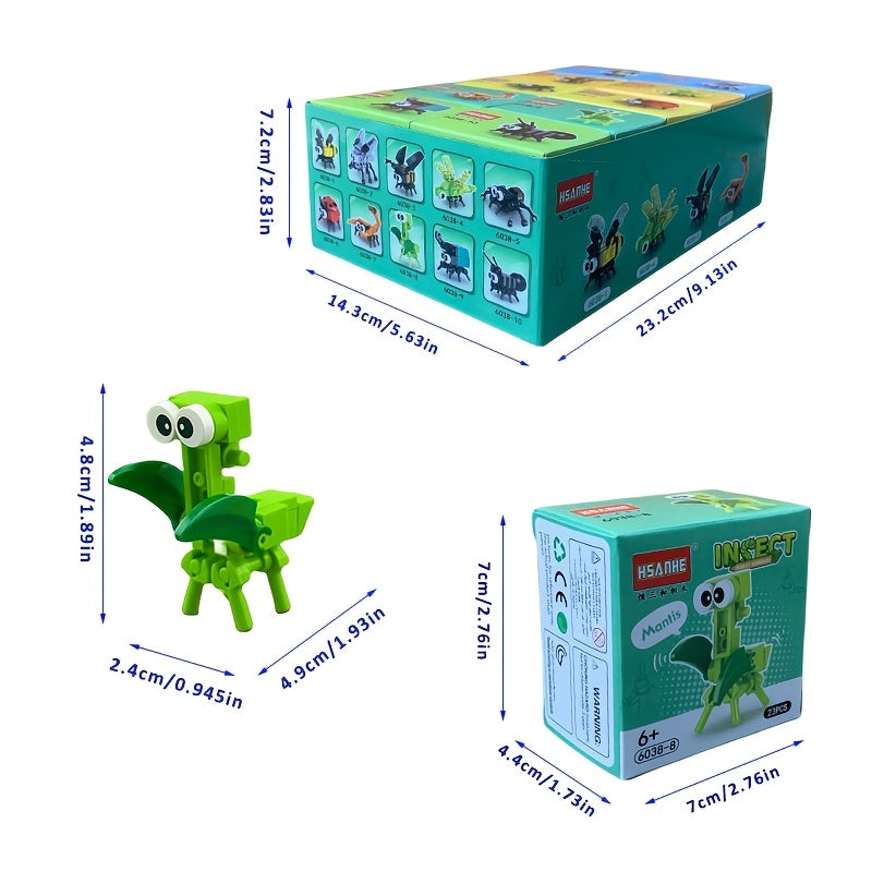 20pcs Insect & Marine Animal Blocks: Spiders, Scorpions, Mantises, Bees