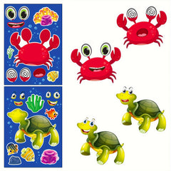 6pcs Marine Life Puzzle Stickers Face Changing DIY Stickers