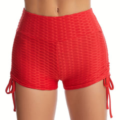 Women's Bubble Drawstring Sports Shorts Solid Breathable Casual Activewear