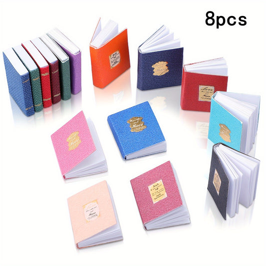 8pcs Dollhouse Library Study Room Decor Mini Notebook Kit DIY Accessories