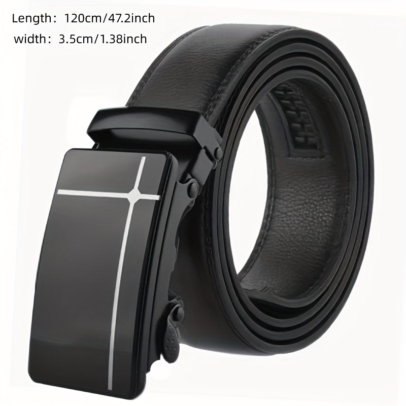 Men's Automatic Buckle Belt PU Leather Business Waist Strap