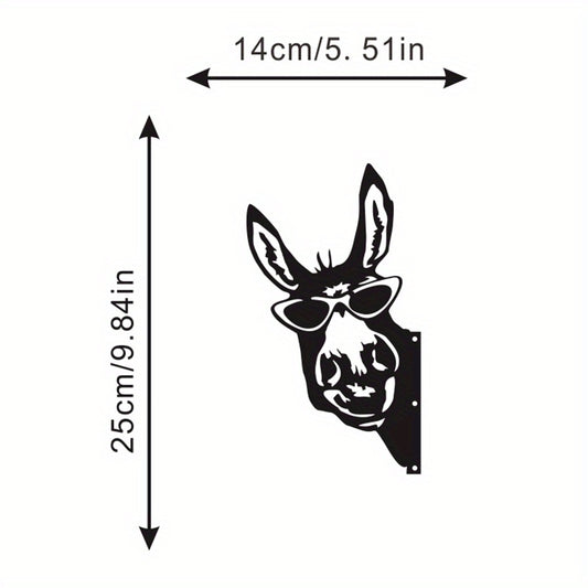 Vintage Iron Art Outdoor Garden Wall Decoration Farm Metal Peep Glasses Donkey
