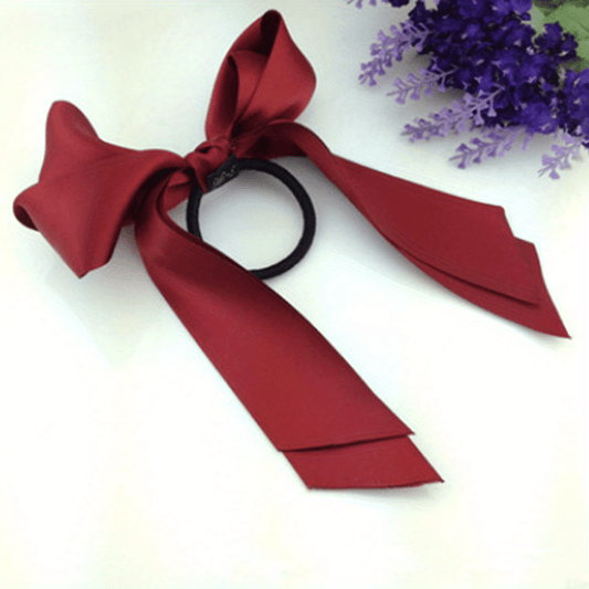 6pcs Satin Bow Knot Hair Tie Elastic Band Ponytail Holder Hair Accessories